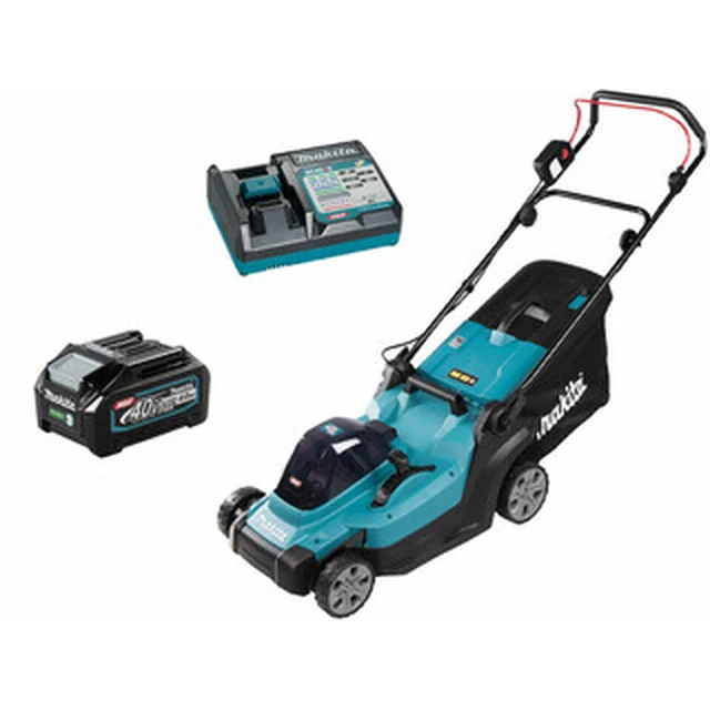 Makita LM004GM103 акумулаторна косачка 40 V | 430 mm | 830 m² | Карбон без четки | 1 x 4 Ah батерия + зарядно