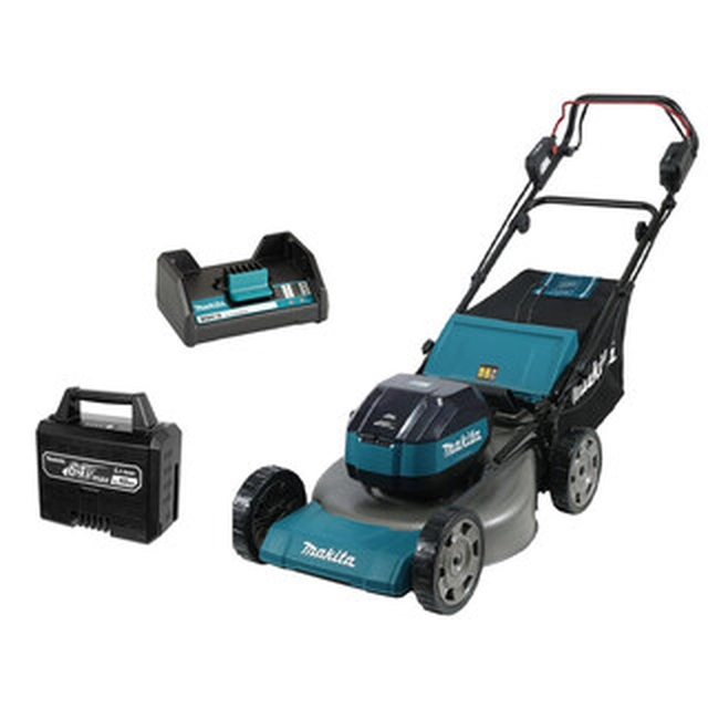 Makita LM004JB101 accu-zelfrijdende grasmaaier 64 V | 530 mm | 1,5 - 6,5 km/u | 2800 - 3800 m² | Koolborstelloos | 1 x 10 Ah accu + starter