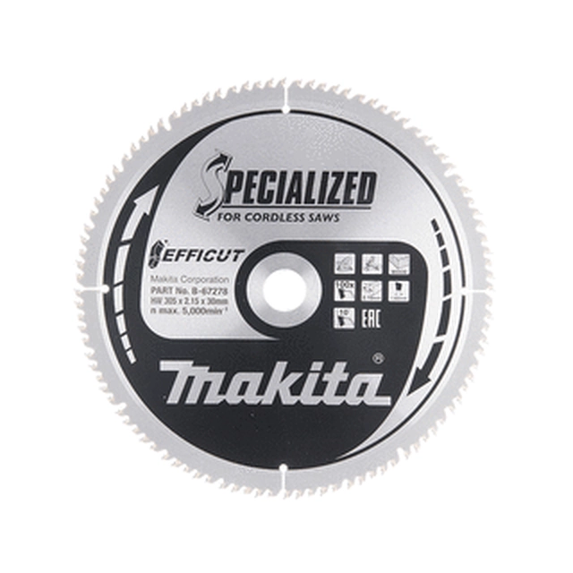 Makita rundsavklinge 305 x 30 mm | antal tænder: 100 db | skærebredde: 2,15 mm