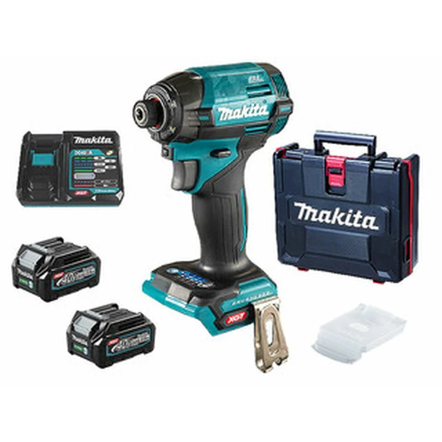 Makita TD002GD202 akumulátorový rázový uťahovák s držiakom bitov 40 V | 220 Nm | 1/4 bitov | Carbon Brushless | 2 x 2,5 Ah batéria + nabíjačka | V kufri