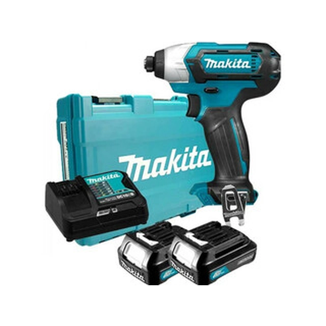 Makita TD110DSME akumulátorový rázový uťahovák s držiakom bitov 10,8 V/12 V | 110 Nm | 1/4 bitov | Uhlíková kefa | 2 x 4 Ah batéria + nabíjačka | V kufri