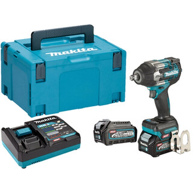 Makita TW007GD201 accu-slagschroevendraaier 40 V | 1100 Nm | 1/2 inch | Koolborstelloos | 2 x 2,5 Ah-accu + lader | in MakPac