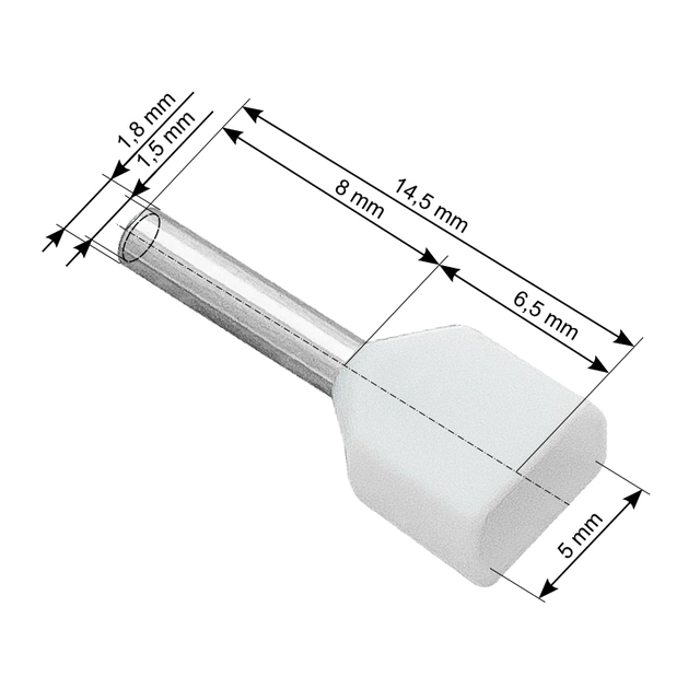 Manga de conector isolada 2x0,5/8 branca 100 peças