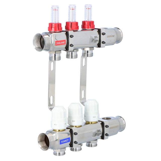 Manifold i rustfrit stål bevæbnet med Onnline INOX (type K5) antal kredsløb 3
