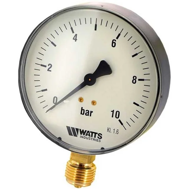 Manometer 0-10 bar side DN8, 1/4 Watts