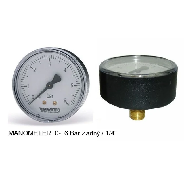 Manometer 0-6 bar achter 1/4&quot; Watt