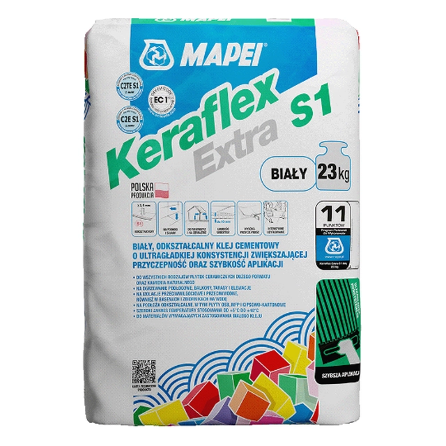 Mapei Keraflex Ekstra klæbemørtel S1 hvid 23 kg