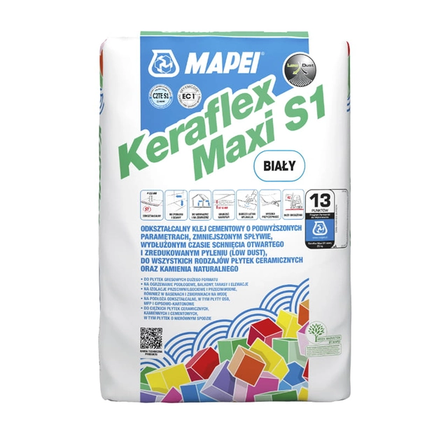 Mapei Keraflex Maxi klæbermørtel S1 hvid 23 kg