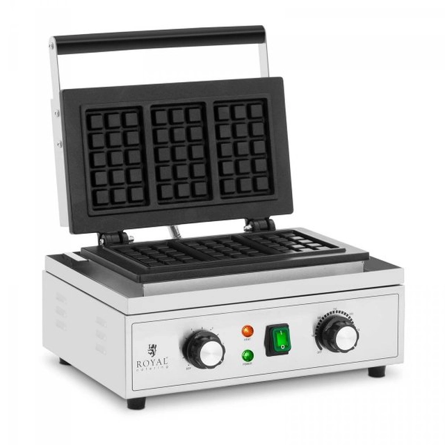 Máquina de waffles - 3 Waffles belgas - 1500 NA ROYAL CATERING 10012898 RCWM-2000-E3