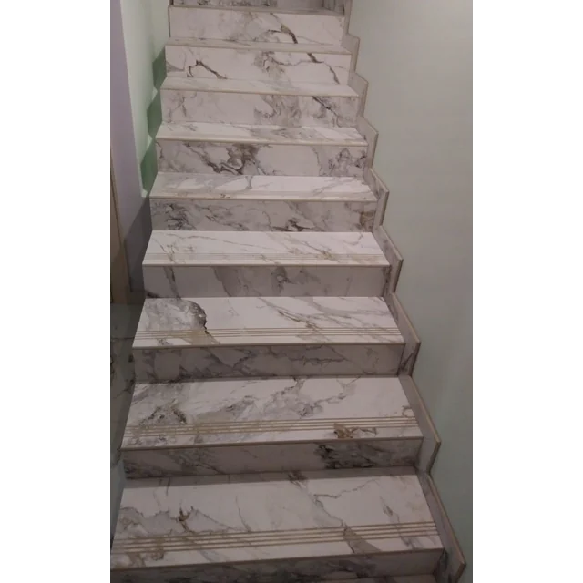 Marble-like shiny tiles for stairs GOLDEN VEIN 100x30 HIGH GLOSS