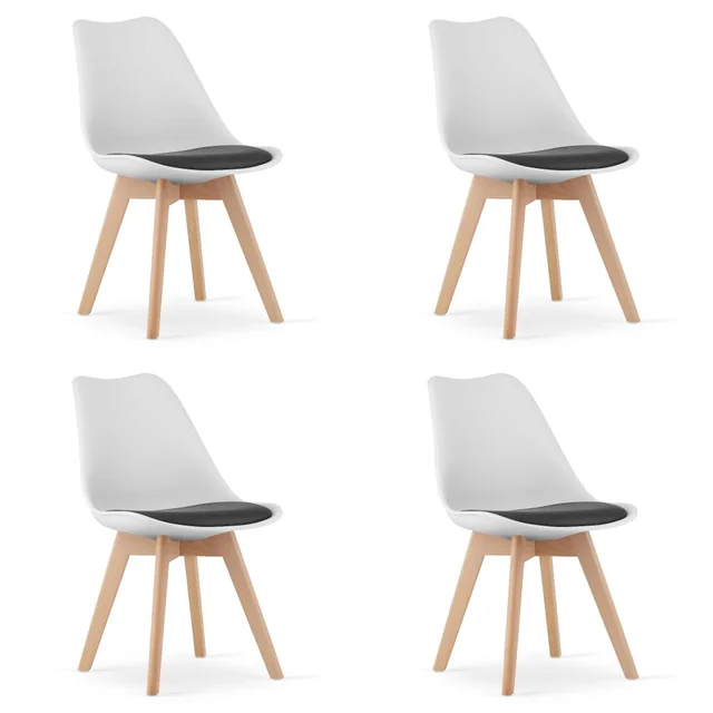 MARK biela a čierna stolička / prírodné nohy x 4