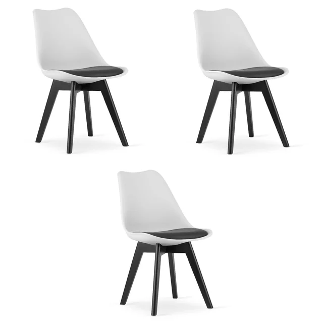 MARK chair, white and black / black legs x 3