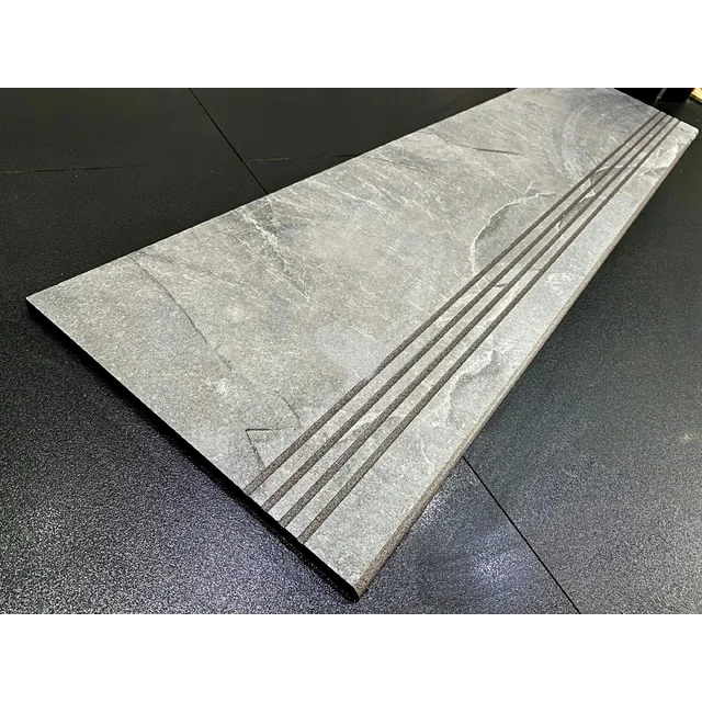 Marmurą primenančios laiptų plytelės 120x30 satininės matinės ANTISLID GROOVES