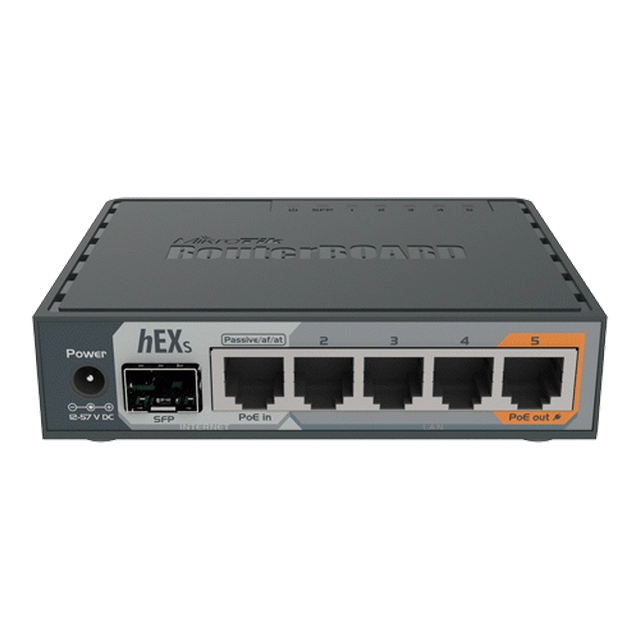 Маршрутизатор hEX S, 5 x Gigabit, 1 xSFP, RouterOS L4 - Mikrotik RB760iGS