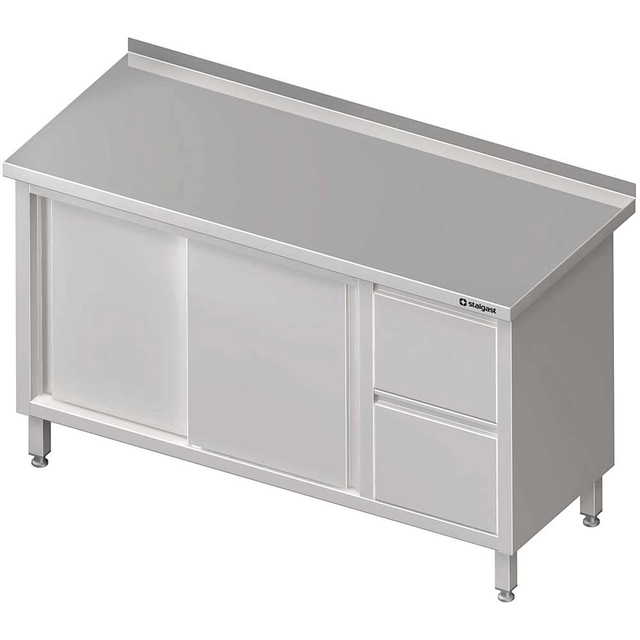 Masă de perete cu bloc cu două sertare (P), uşă glisantă 1200x700x850 mm