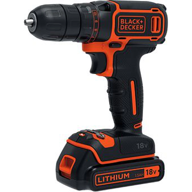 Mașină de găurit Black&Decker BDCDC18KB 18 V 2 x baterie 1.5 Ah