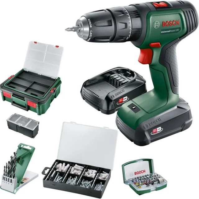 Mașină de găurit cu impact universal Bosch 18 V 2 x baterie 1.5 Ah (06039D4103)