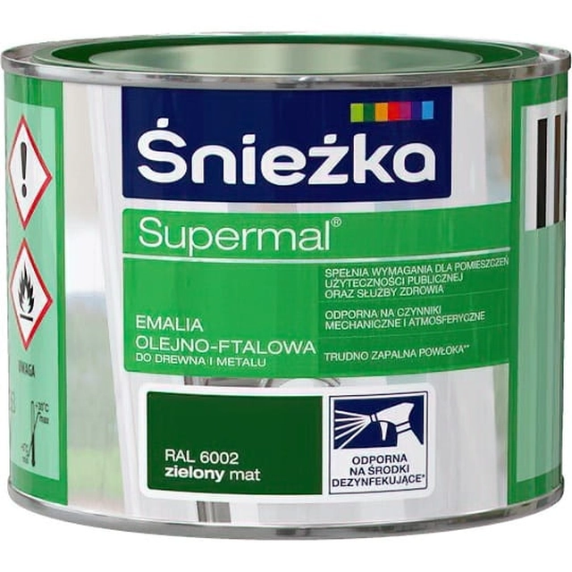 Маслено-фталов емайллак за дърво и метал Śnieżka Supermal зелен мат 0.2 L
