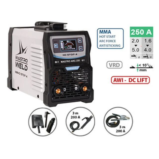 Mastroweld ARC-250 coated electrode inverter welding machine 20 - 250 A | 230 V