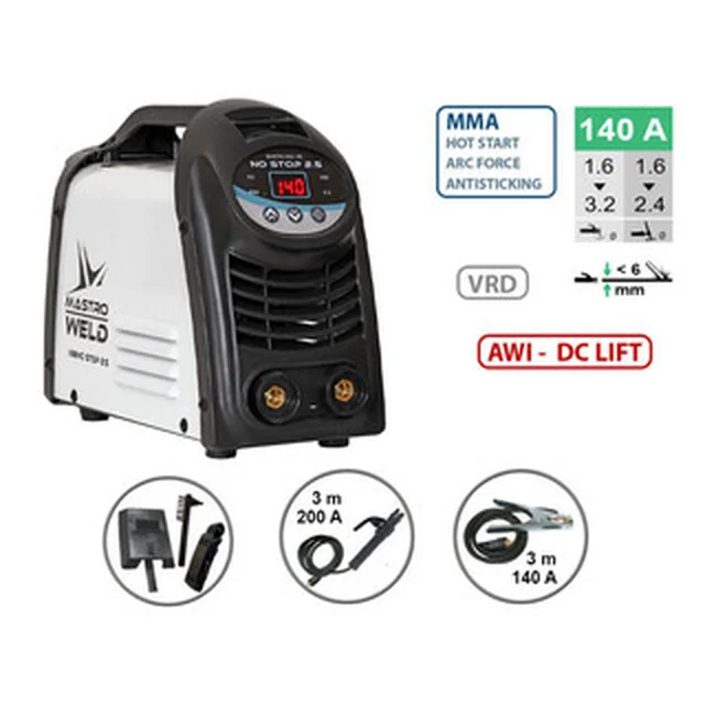 Mastroweld MASTRO ARC-140 inverter-lasapparaat met gecoate elektrode 20 - 140 A | 230 V