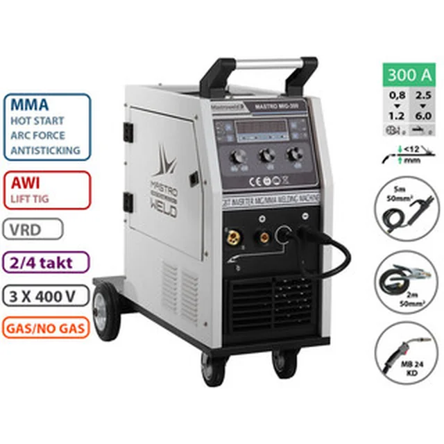 Mastroweld MIG-300 consommable électrode de protection gaz soudeur inverseur 50 - 300 A | 400 V