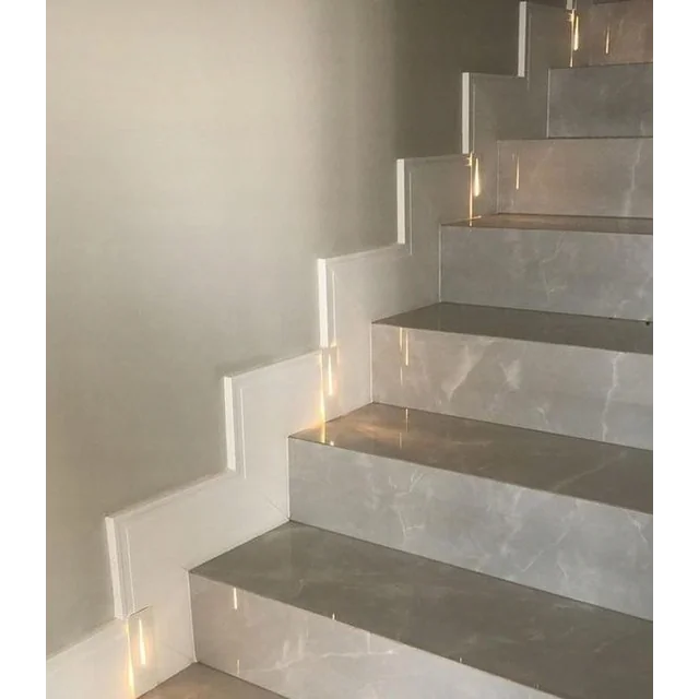 Matte gray tiles for stairs with 120x30 thread, anti-slip like stone