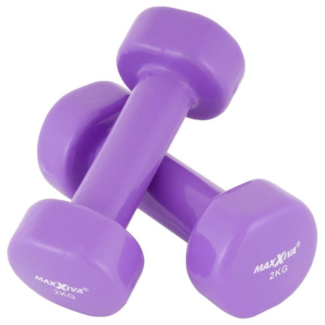 MAXXIVA Vinyl dumbbell set 2 x 2 kg, purple