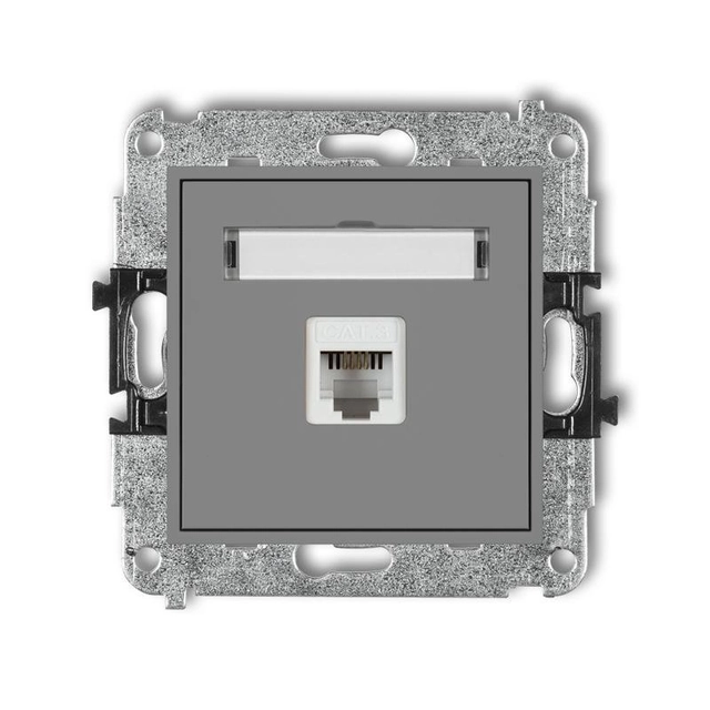 Mechanism of a single telephone socket 1xRJ11, 4-stykowy, tool-free gray 27MGT-1 mat Karlik Mini