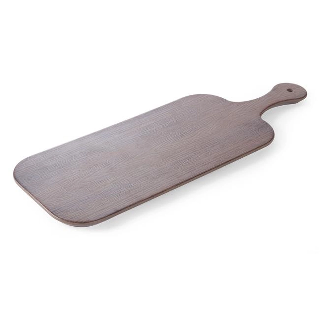 Melamine serving plate with handle - oak wood imitation 530x200 mm