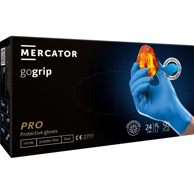 Mercator gogrip nitrile gloves, size M, blue 50szt