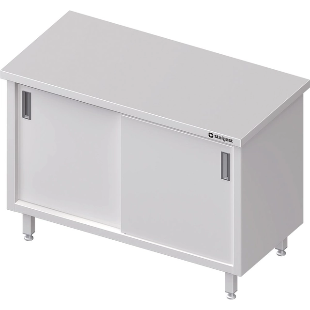 Mesa central de acero inoxidable con puertas correderas 1300x600 Stalgast