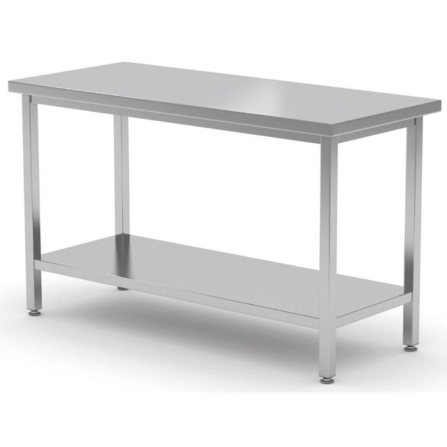 Mesa central de catering de acero inoxidable con estante 130x70x85 Polgast 112137