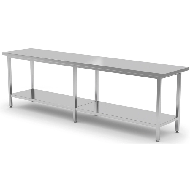 Mesa central de catering em aço inox com prateleira 230x70x85 Polgast 112237-6