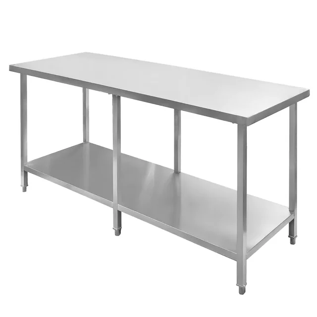 Mesa Central de Catering Profesional de Acero Inoxidable con Estante 180x60x85