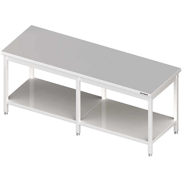 Mesa central em aço inox com prateleira 200x70 Stalgast