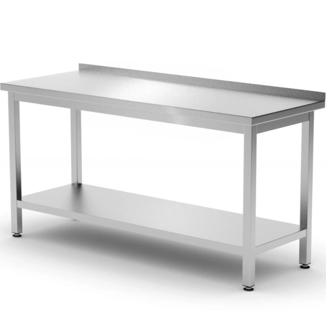 Mesa con encimera de pared con reborde y balda Budget Line STAL 1200 x 600 x 850 mm - Hendi 817285