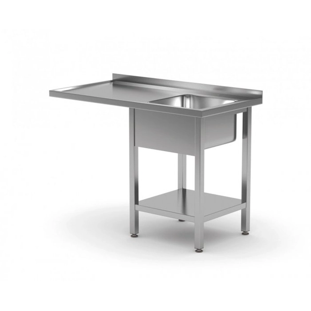 Mesa con fregadero, estante y espacio para lavavajillas o frigorífico - compartimento a la derecha 1300 x 700 x 850 mm POLGAST 231137-P 231137-P