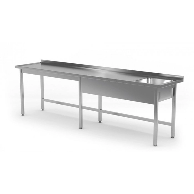 Mesa con fregadero sin estante - compartimento a la derecha 2000 x 600 x 850 mm POLGAST 211206-6-P 211206-6-P