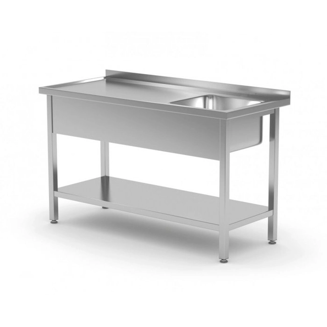 Mesa con fregadero y estante - compartimento a la derecha 1200 x 700 x 850 mm POLGAST 212127-P 212127-P