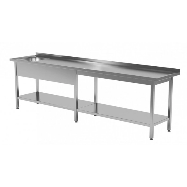 Mesa con fregadero y estante - compartimento a la izquierda 2300 x 700 x 850 mm POLGAST 212237-6-L 212237-6-L