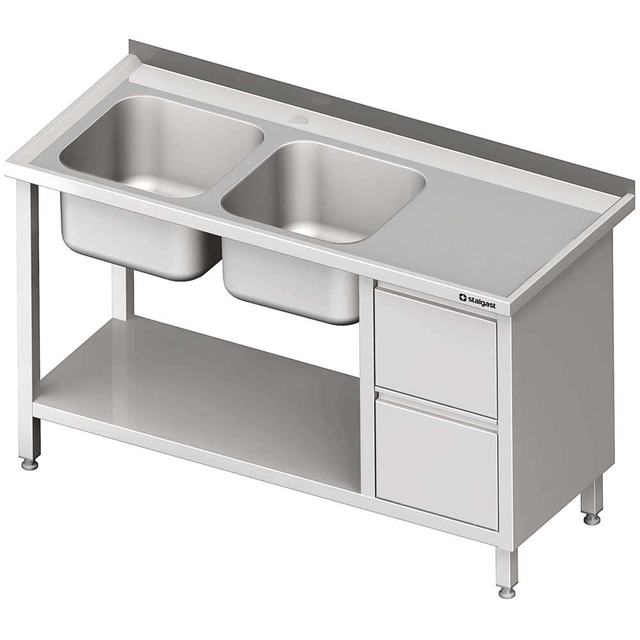 Mesa con lavabo 2-kom.(L), con bloque de dos cajones y estante 1400x600x850 mm