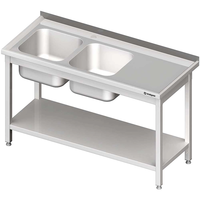 Mesa con lavabo 2-kom.(L), con estante 1300x600x850 mm soldado