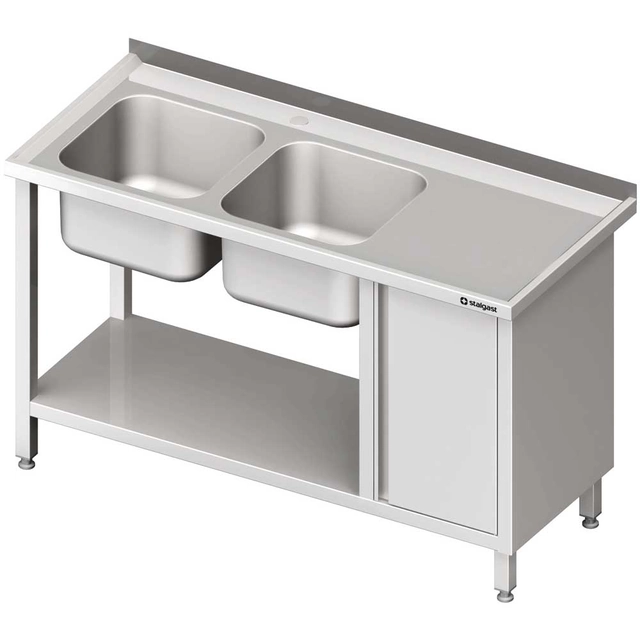 Mesa con lavabo 2-kom.(L), con mueble y estante 1400x600x850 mm