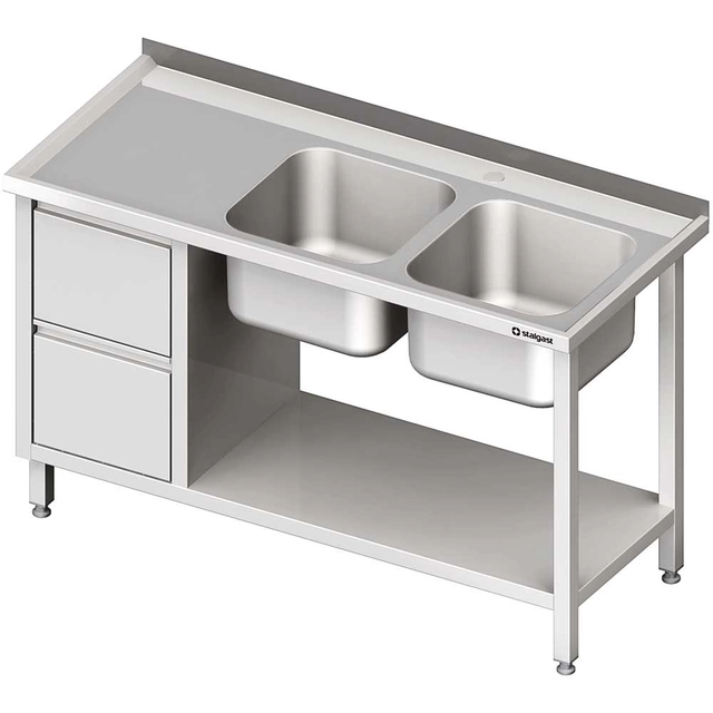 Mesa con lavabo 2-kom.(P), con bloque de dos cajones y estante 1500x700x850 mm