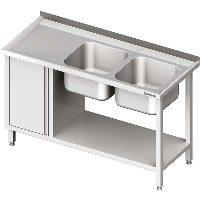 Mesa con lavabo 2-kom.(P), con mueble y estante 1400x700x850 mm