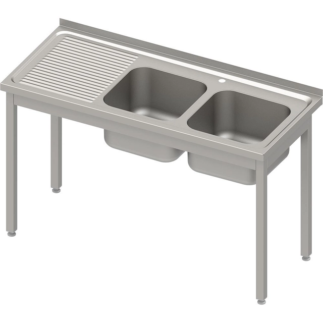 Mesa con lavabo 2-kom.(P), sin estante 1400x600x850 mm atornillado, tapa en relieve | estalgast