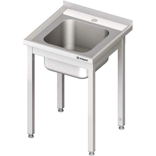 Mesa de aço inox com pia 1-kom. 600x600, aparafusada | Stalgast