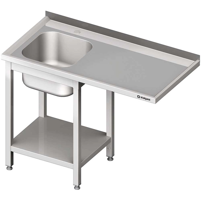 Mesa de aço inox com pia 1-kom.(L) espaço sob o topo 1700x700x900, parafusado | Stalgast