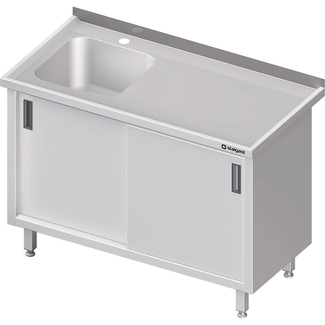 Mesa de aço inox com pia 1-kom.(L) porta deslizante 1100x700 | Stalgast