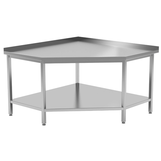 Mesa de canto de catering em aço inox com prateleira 100x70x90x60x85 Polgast 1051009